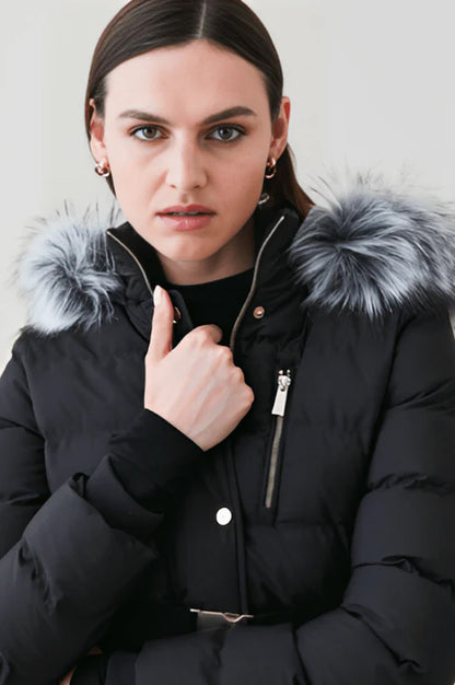 Faux fur puffer jacket for women