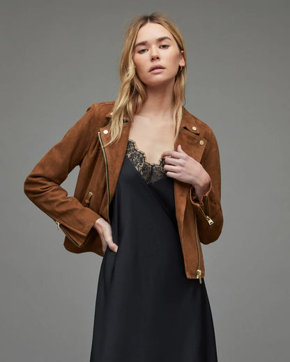 Brown Suede Motorcycle Jacket