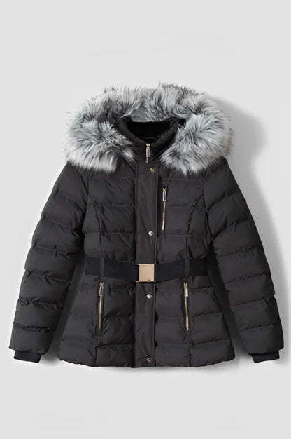 Faux fur puffer jacket for women