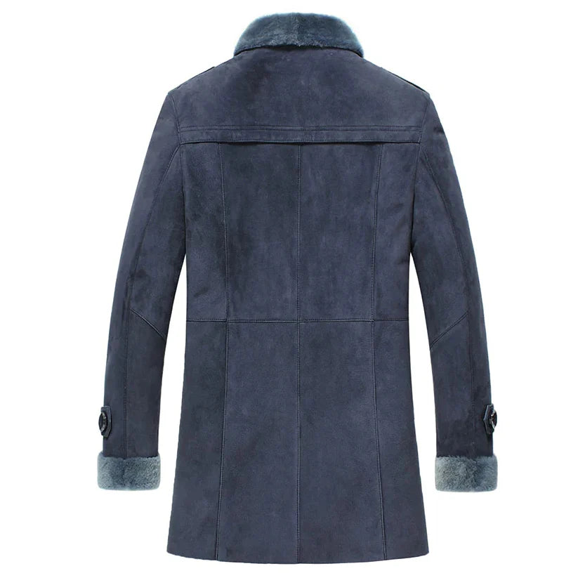 Elegant Shearling Lined Sheepskin Leather Coat