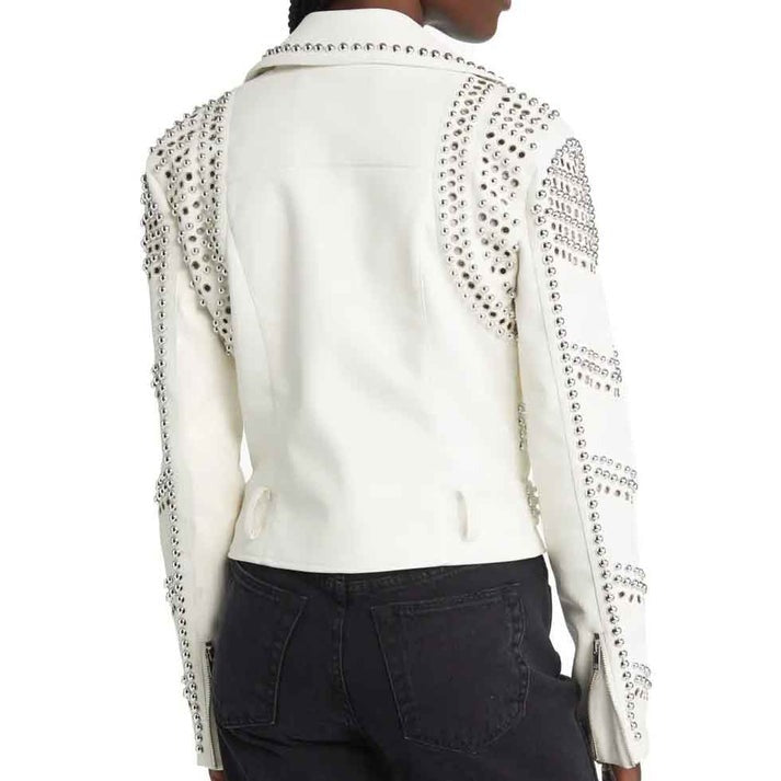 Women Studded Leather Jacket With Belt