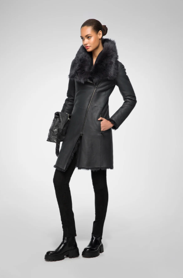 Matte Black Winter Coat For Women