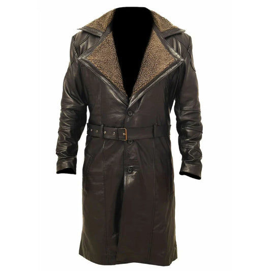 Heritage Hue Men's Genuine Leather Trench Coat