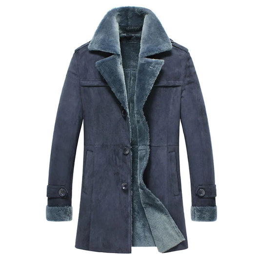 Elegant Shearling Lined Sheepskin Leather Coat