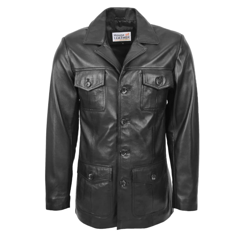 New Mens Leather Jacket Jerry Black