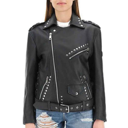 Belted Leather Jacket For Women