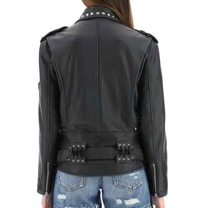 Belted Leather Jacket For Women