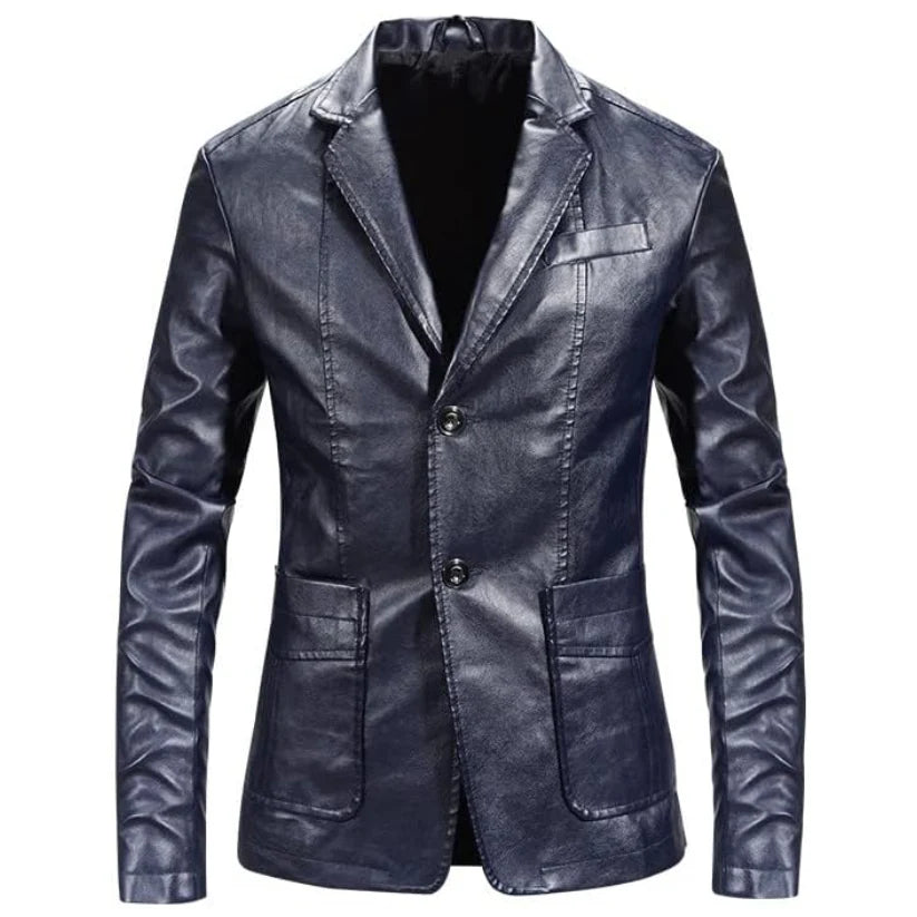 Men's Leather Casual Leather Blazer Outwear