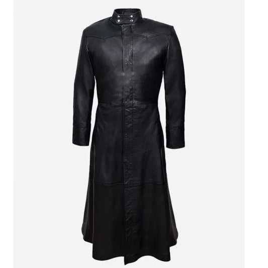 Men's Unique Black Leather Coat