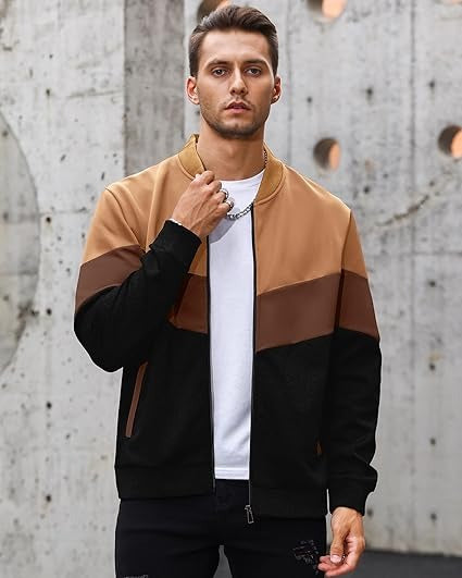 Color Block Varsity Jacket for Men
