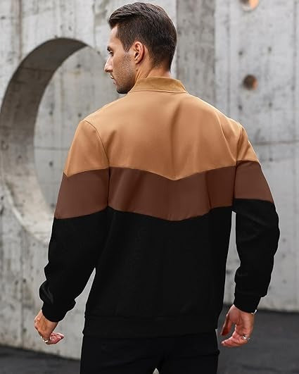 Color Block Varsity Jacket for Men