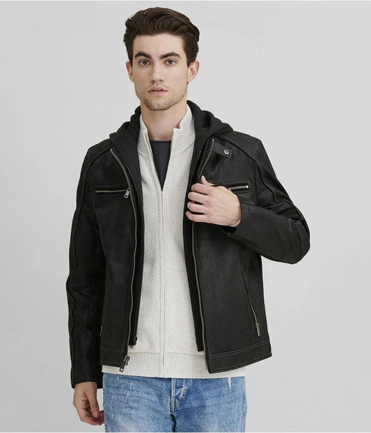 Black Suede Café Racer Jacket