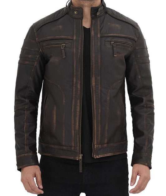 Men Cafe Racer Leather Jacket
