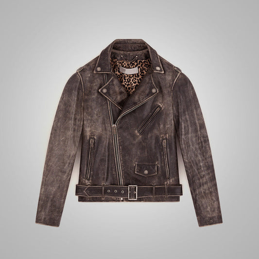 Fine Grain Distressed Leather Jacket