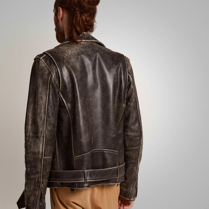 Fine Grain Distressed Leather Jacket