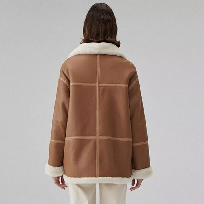 Real Shearling Fur Leather Coat
