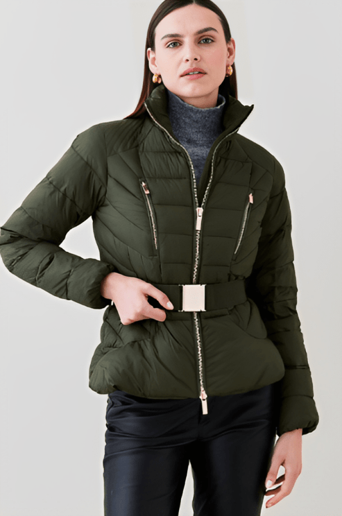 Khaki green puffer coat