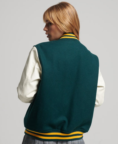 College-Style Leather Jacket Women