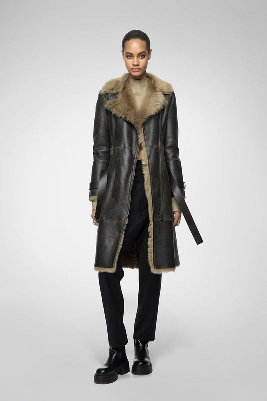 Winter Sheepskin Trench Coat For Women