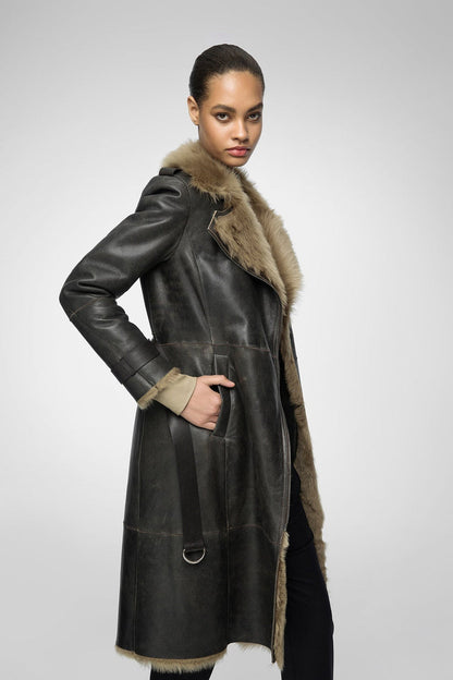 Winter Sheepskin Trench Coat For Women