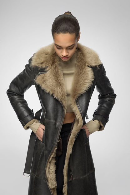Winter Sheepskin Trench Coat For Women