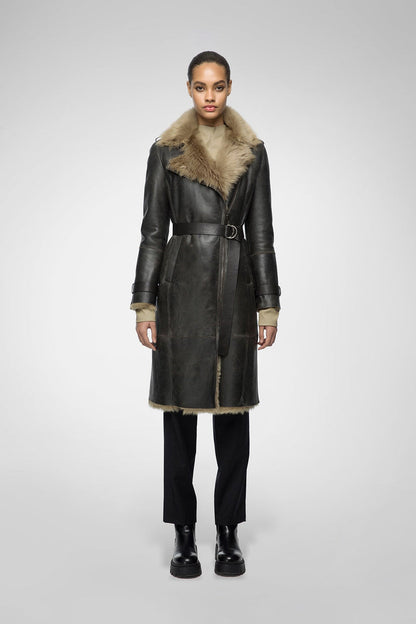 Winter Sheepskin Trench Coat For Women