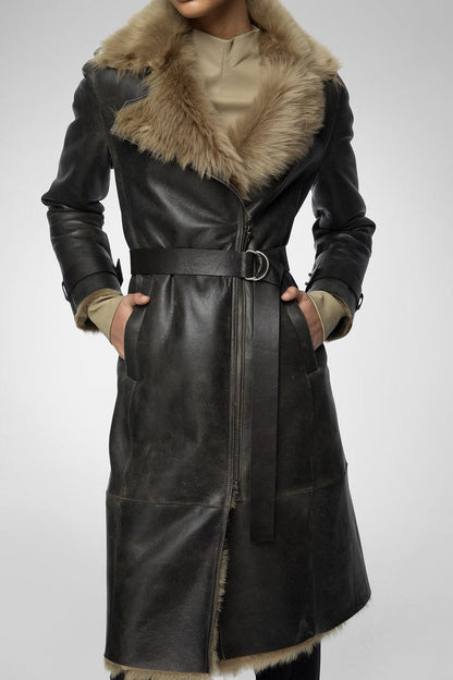 Winter Sheepskin Trench Coat For Women