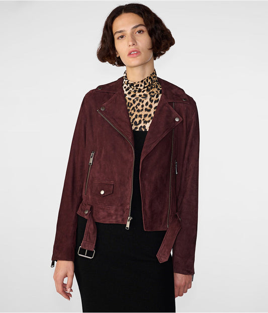 Maroon Suede Leather Jacket
