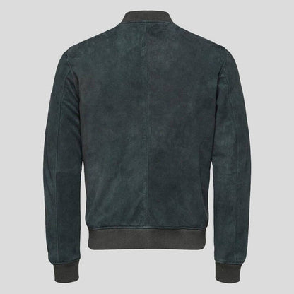 Men’s Green Suede Bomber Jacket