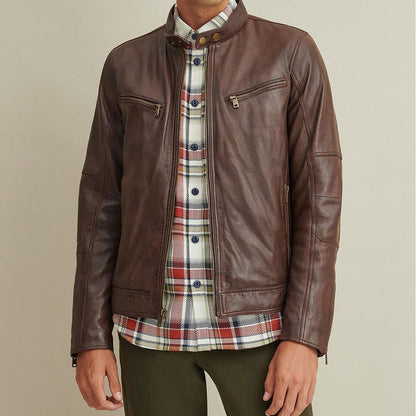 Brown Moto Biker Jacket