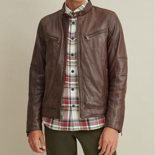 Brown Moto Biker Jacket