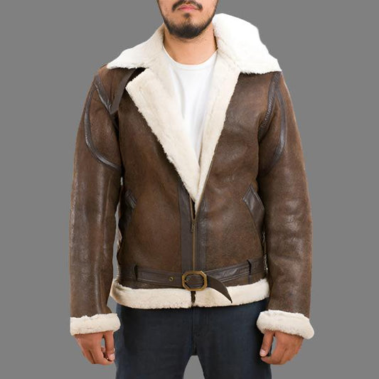 Shearling Distressed Leather Jacket