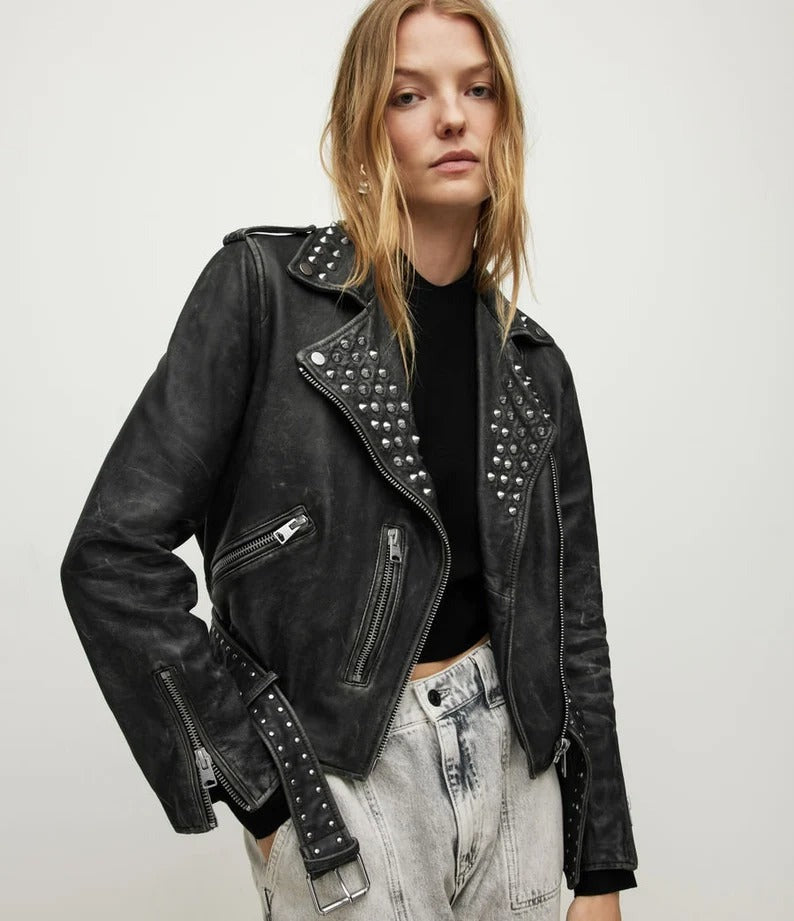 Women’s Moto Jacket With Studs