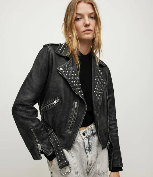 Women’s Moto Jacket With Studs