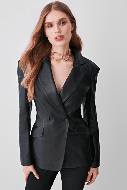 Obsidian Sculpt Leather Blazer