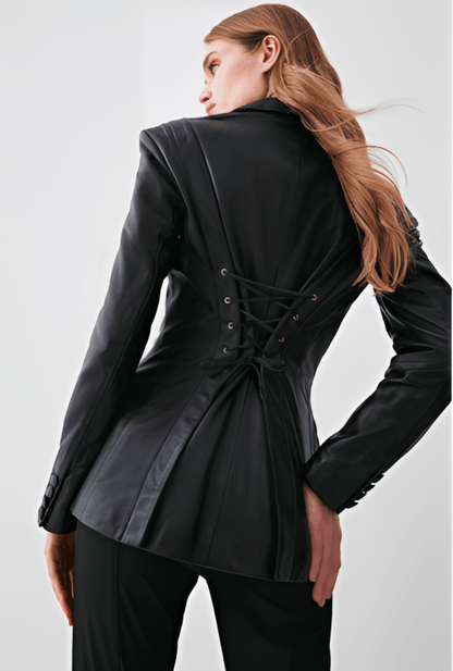 Obsidian Sculpt Leather Blazer
