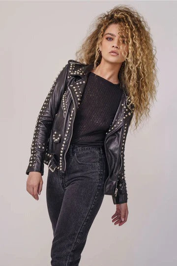 Real Leather Biker Jacket For Women