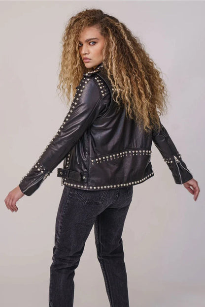 Real Leather Biker Jacket For Women