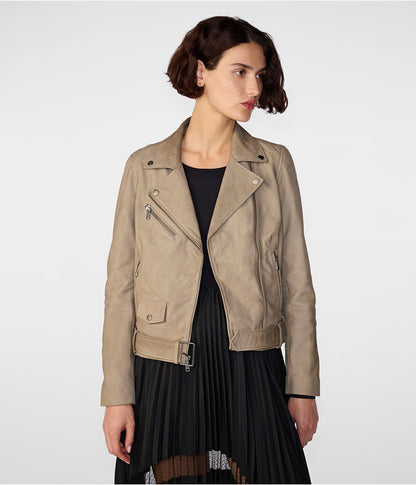 Tan Leather Jacket for Women