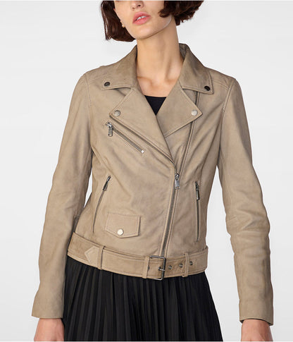 Tan Leather Jacket for Women