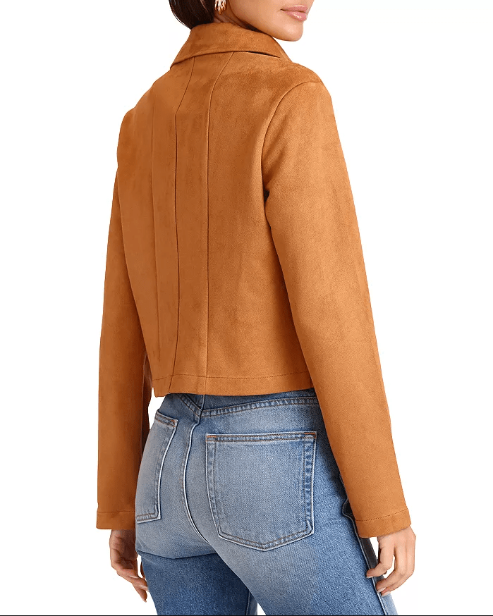 Brown Suede Zip-Up Jacket for Women