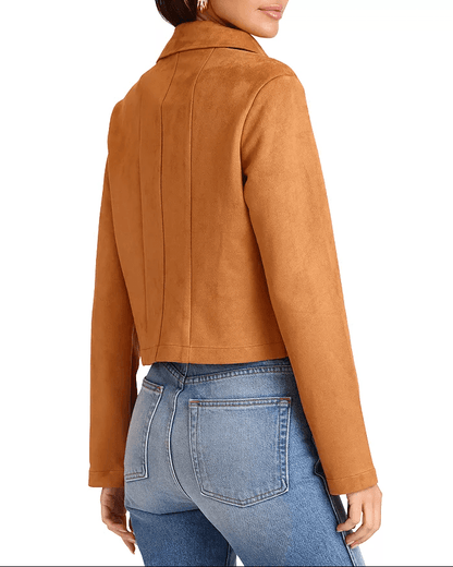 Brown Suede Zip-Up Jacket for Women