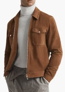 Brown Suede Trucker Jacket