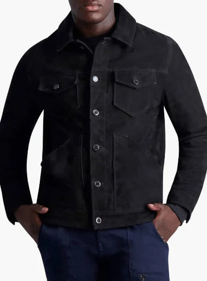 Black Suede Trucker Jacket