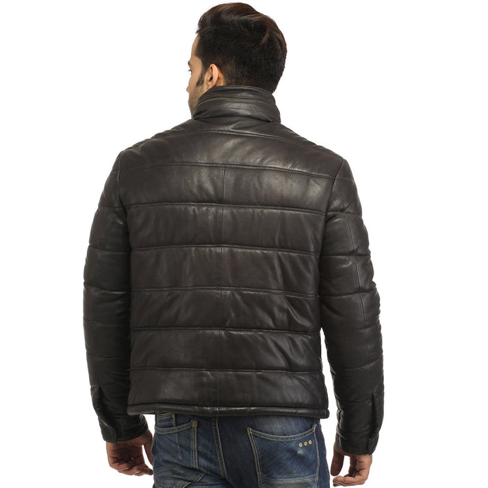 Lambskin Leather Puffer Jacket for Men