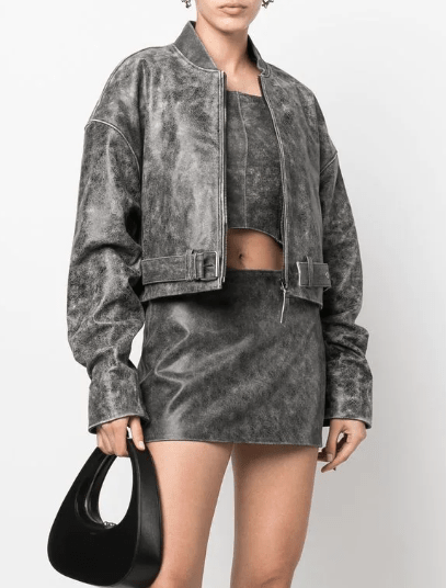Worn Look Leather Jacket Women