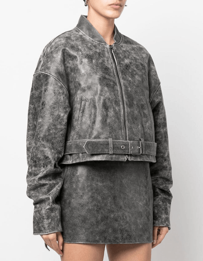 Worn Look Leather Jacket Women