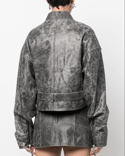 Worn Look Leather Jacket Women