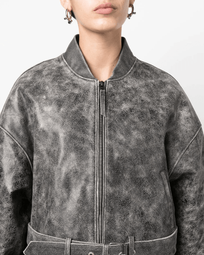 Worn Look Leather Jacket Women