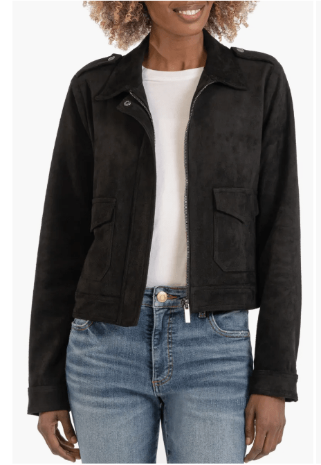 Black Suede Harrington Jacket